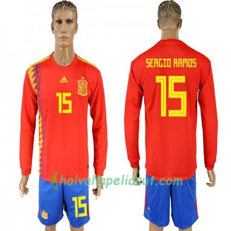 Jalkapallo Pelipaidat Espanja Ramos 15 World Cup 2018 Kotipaita Pitkähihainen